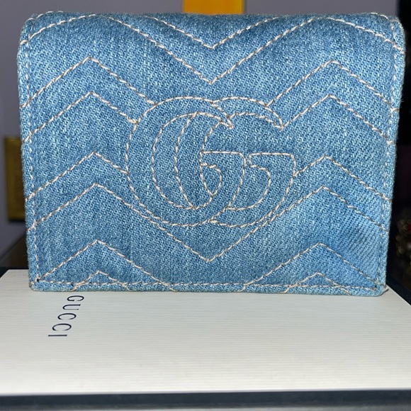 Authentic Gucci GG Marmont Denim/Leather Wallet - Picture 3 of 4